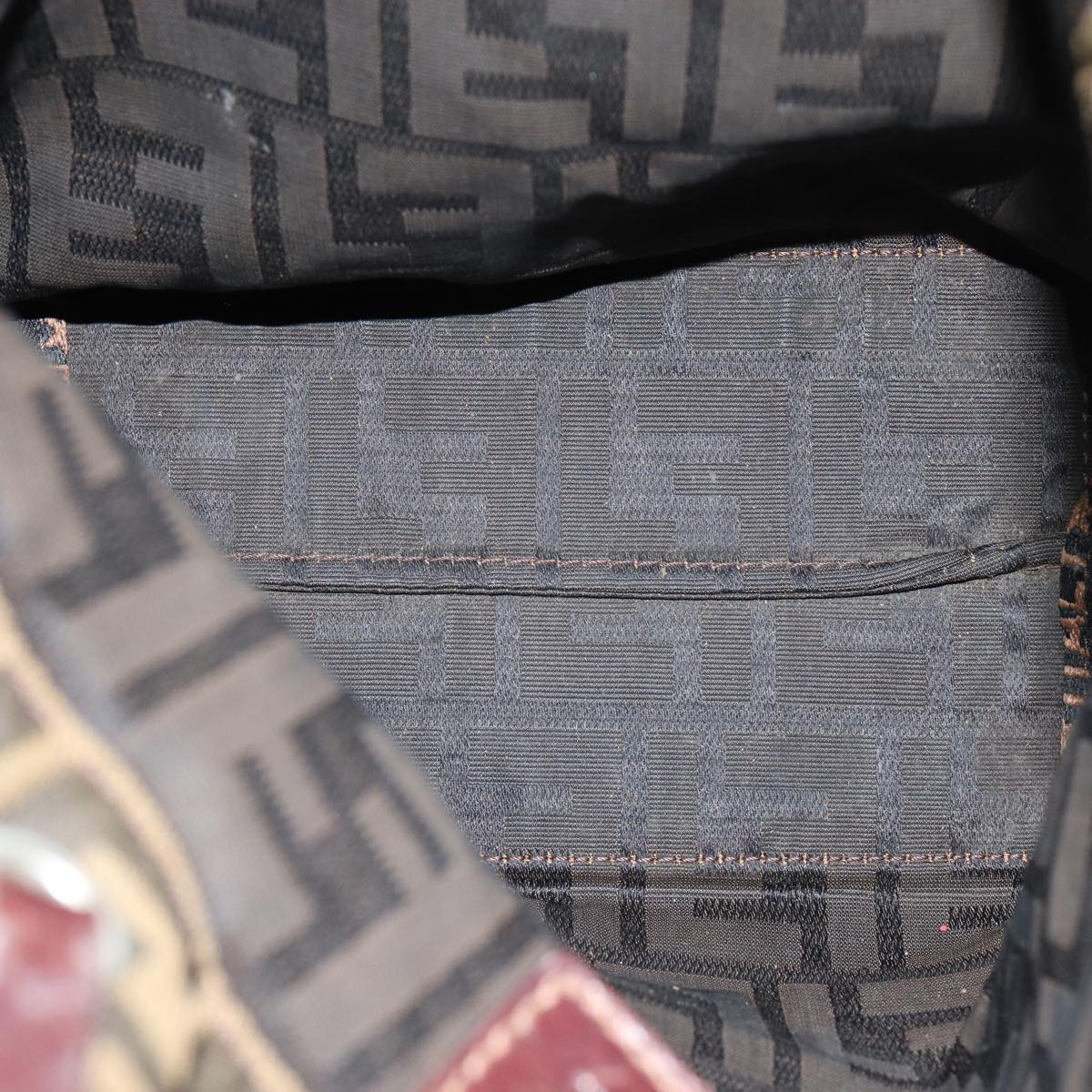 FENDI Zucca Canvas Hand Bag Black Brownep4416
