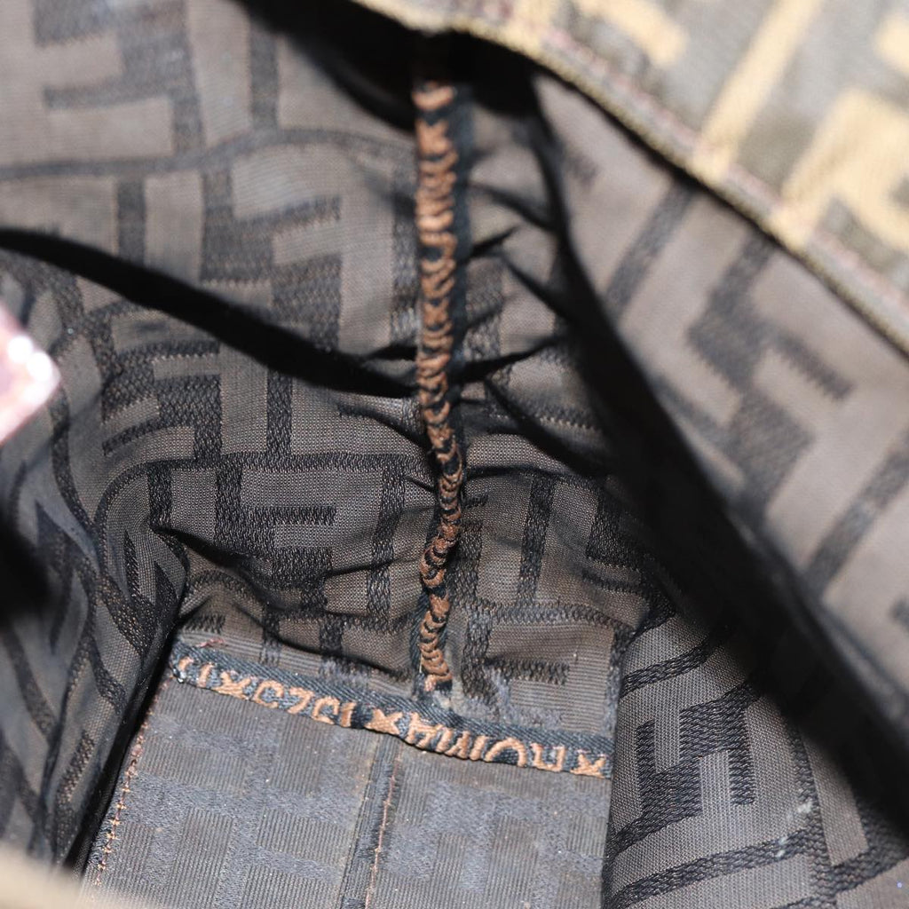 FENDI Zucca Canvas Hand Bag Black Brownep4416