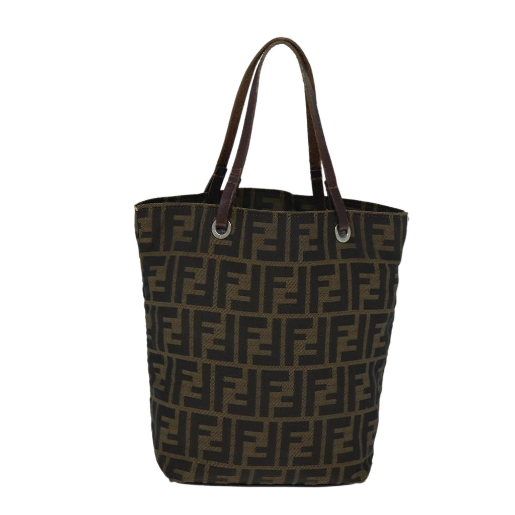 FENDI Zucca Canvas Hand Bag Black Brownep4416