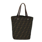 FENDI Zucca Canvas Hand Bag Black Brownep4416