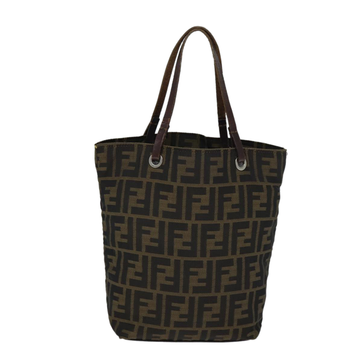 FENDI Zucca Canvas Hand Bag Black Brownep4416