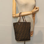 FENDI Zucca Canvas Hand Bag Black Brownep4416