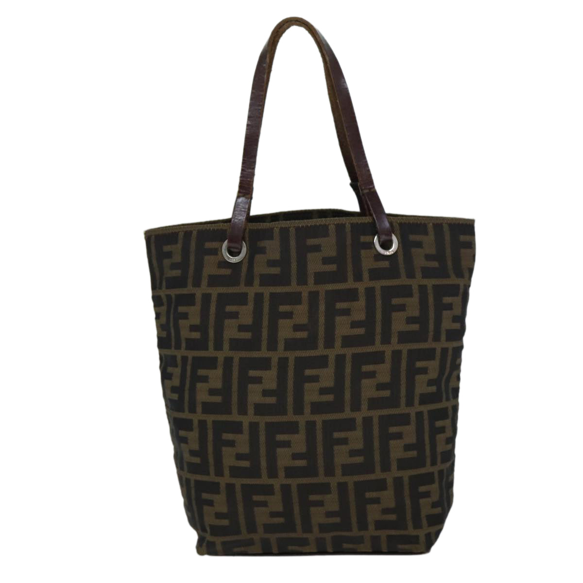FENDI Zucca Canvas Hand Bag Black Brownep4416