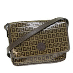 FENDI Zucchino Canvas Shoulder Bag Brownep4421