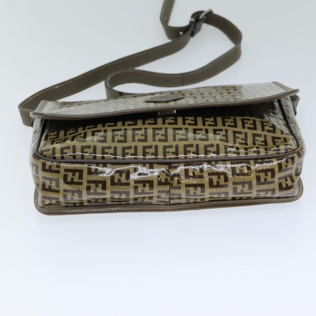 FENDI Zucchino Canvas Shoulder Bag Brownep4421
