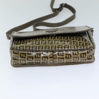 FENDI Zucchino Canvas Shoulder Bag Brownep4421