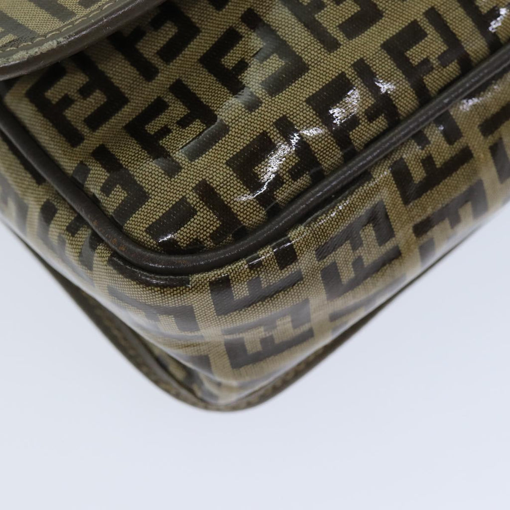 FENDI Zucchino Canvas Shoulder Bag Brownep4421
