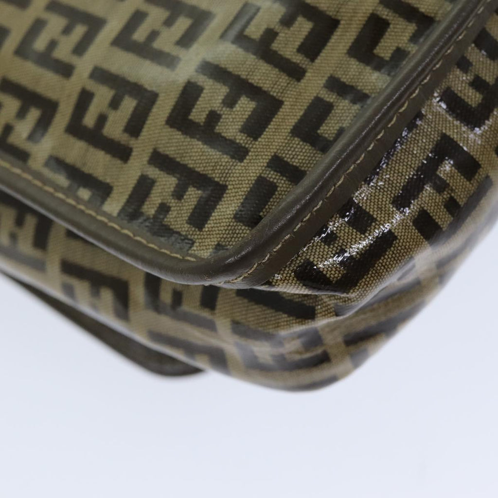 FENDI Zucchino Canvas Shoulder Bag Brownep4421