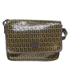FENDI Zucchino Canvas Shoulder Bag Brownep4421