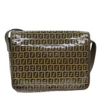 FENDI Zucchino Canvas Shoulder Bag Brownep4421