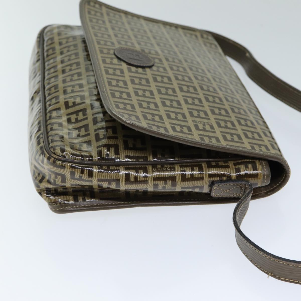 FENDI Zucchino Canvas Shoulder Bag Brownep4421