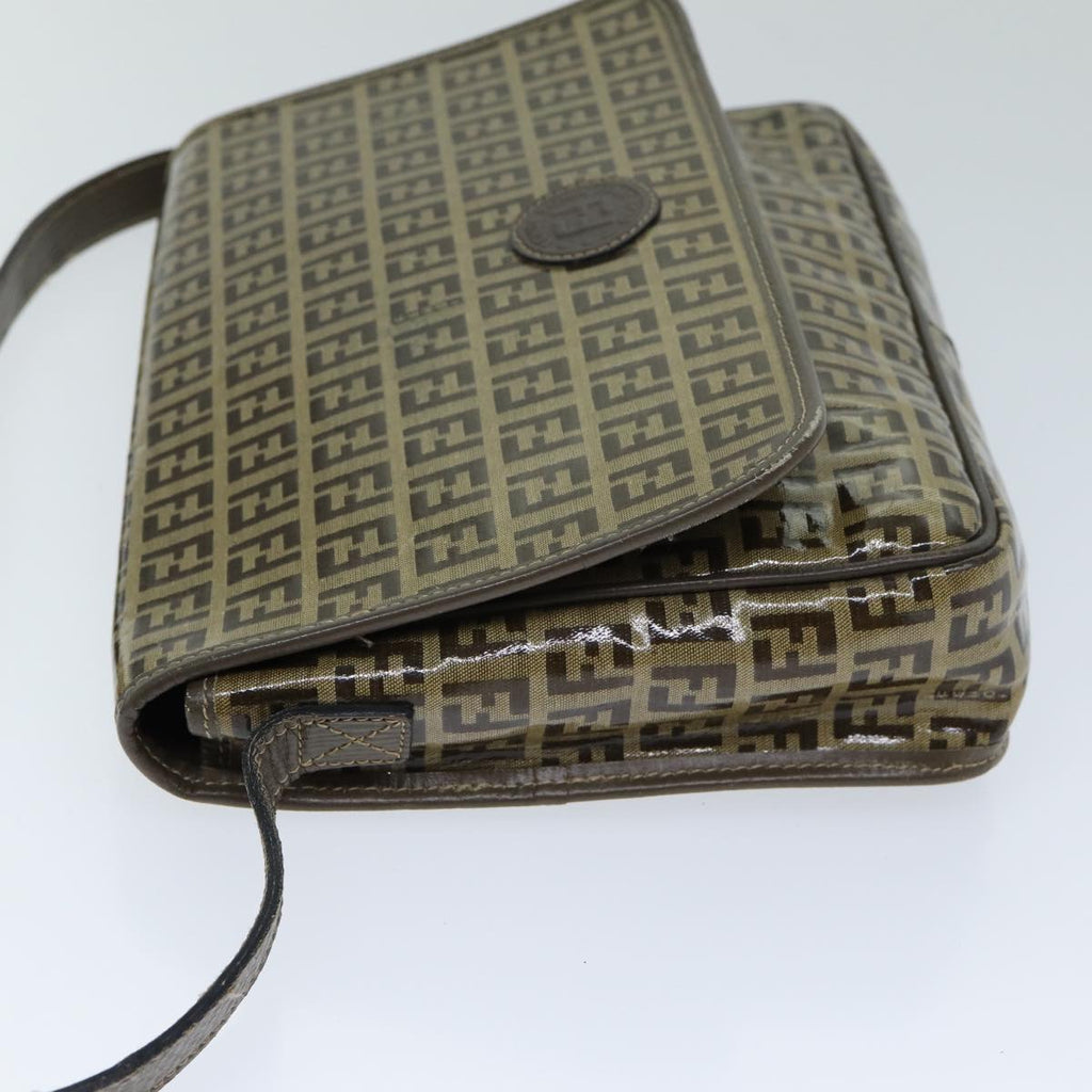 FENDI Zucchino Canvas Shoulder Bag Brownep4421