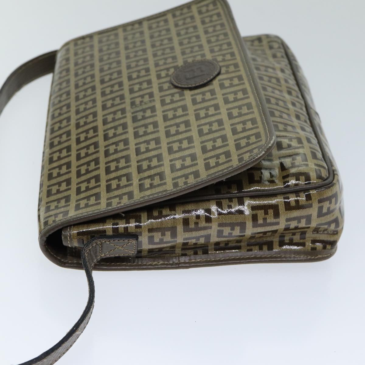 FENDI Zucchino Canvas Shoulder Bag Brownep4421