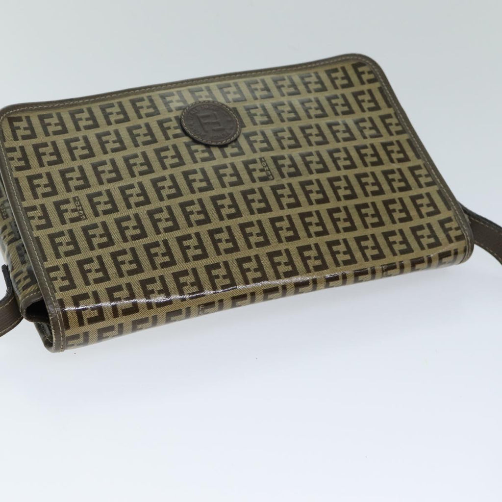 FENDI Zucchino Canvas Shoulder Bag Brownep4421