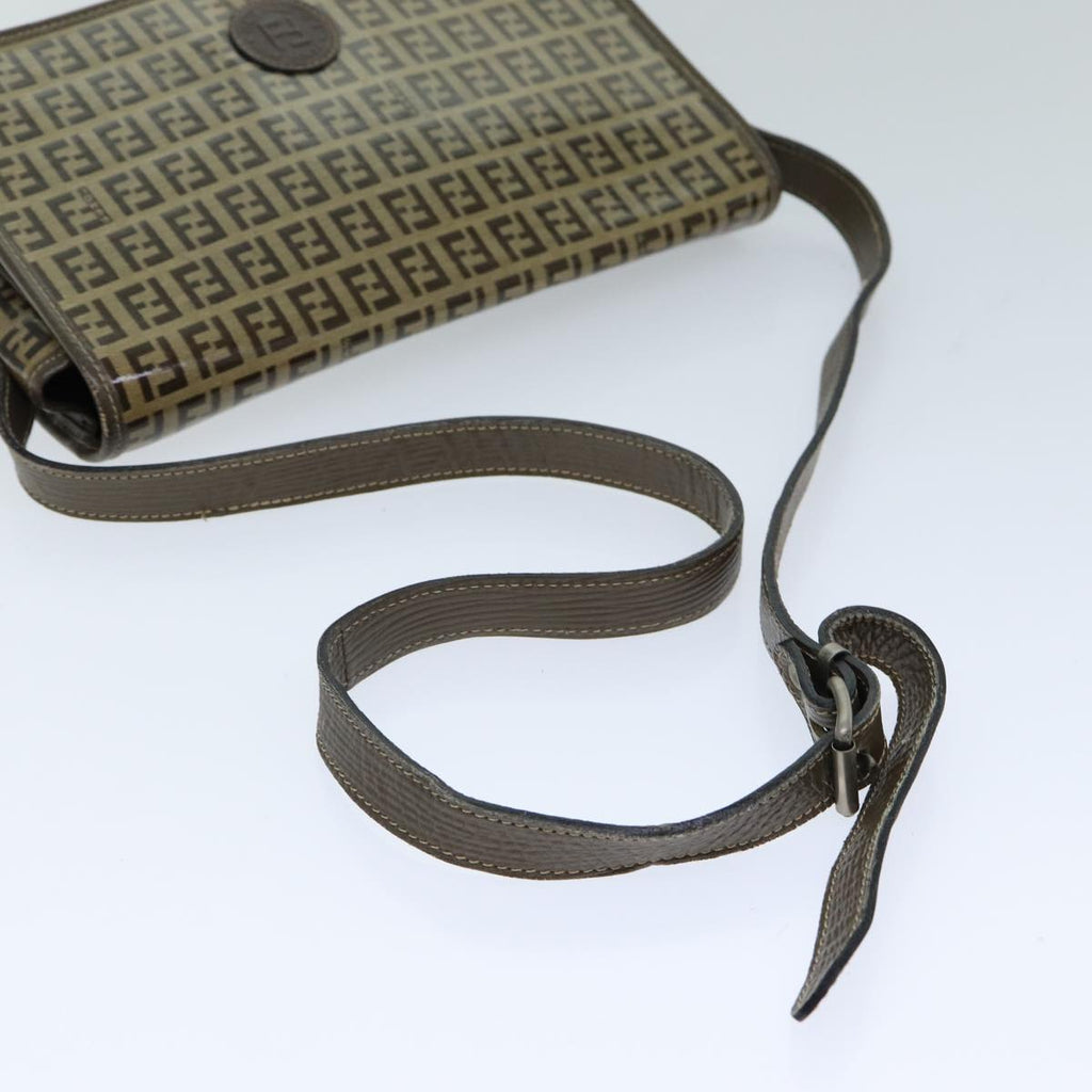 FENDI Zucchino Canvas Shoulder Bag Brownep4421