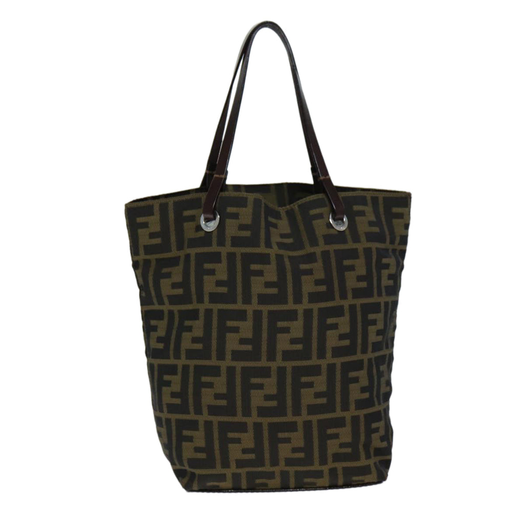 FENDI Zucca Canvas Hand Bag Black Brownep4447