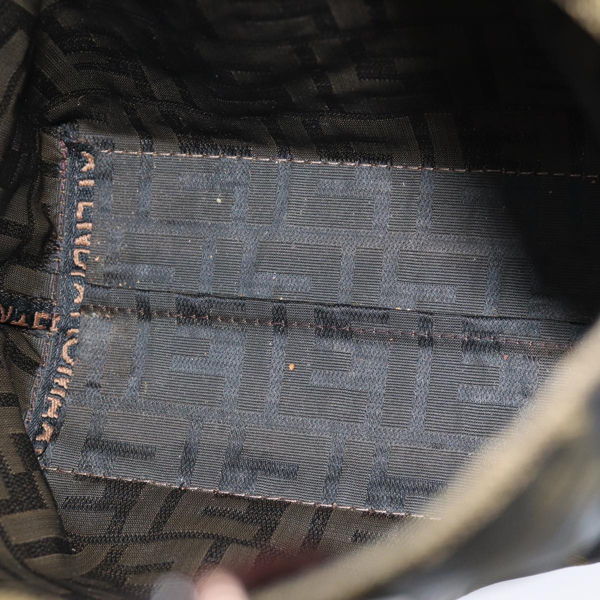 FENDI Zucca Canvas Hand Bag Black Brownep4447