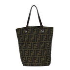 FENDI Zucca Canvas Hand Bag Black Brownep4447