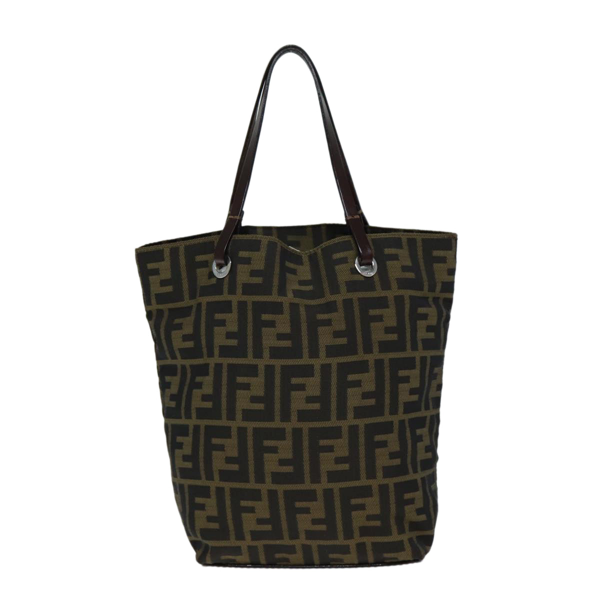FENDI Zucca Canvas Hand Bag Black Brownep4447