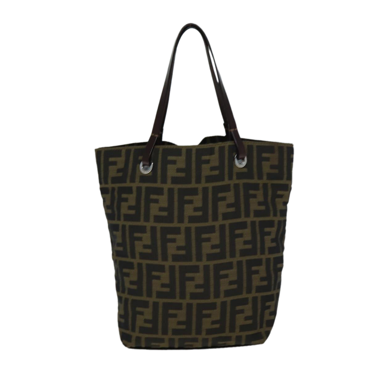 FENDI Zucca Canvas Hand Bag Black Brownep4447