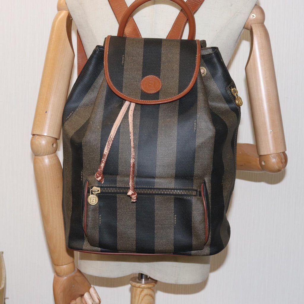 FENDI Pecan Canvas Backpack Brown Blackep4454