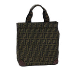 FENDI Zucca Canvas Hand Bag Black Brownep4456