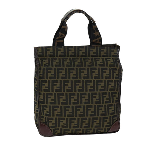 FENDI Zucca Canvas Hand Bag Black Brownep4456