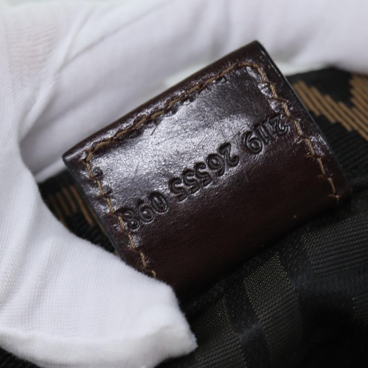 FENDI Zucca Canvas Hand Bag Black Brownep4456