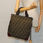FENDI Zucca Canvas Hand Bag Black Brownep4456