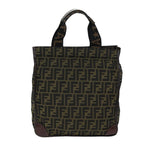 FENDI Zucca Canvas Hand Bag Black Brownep4456