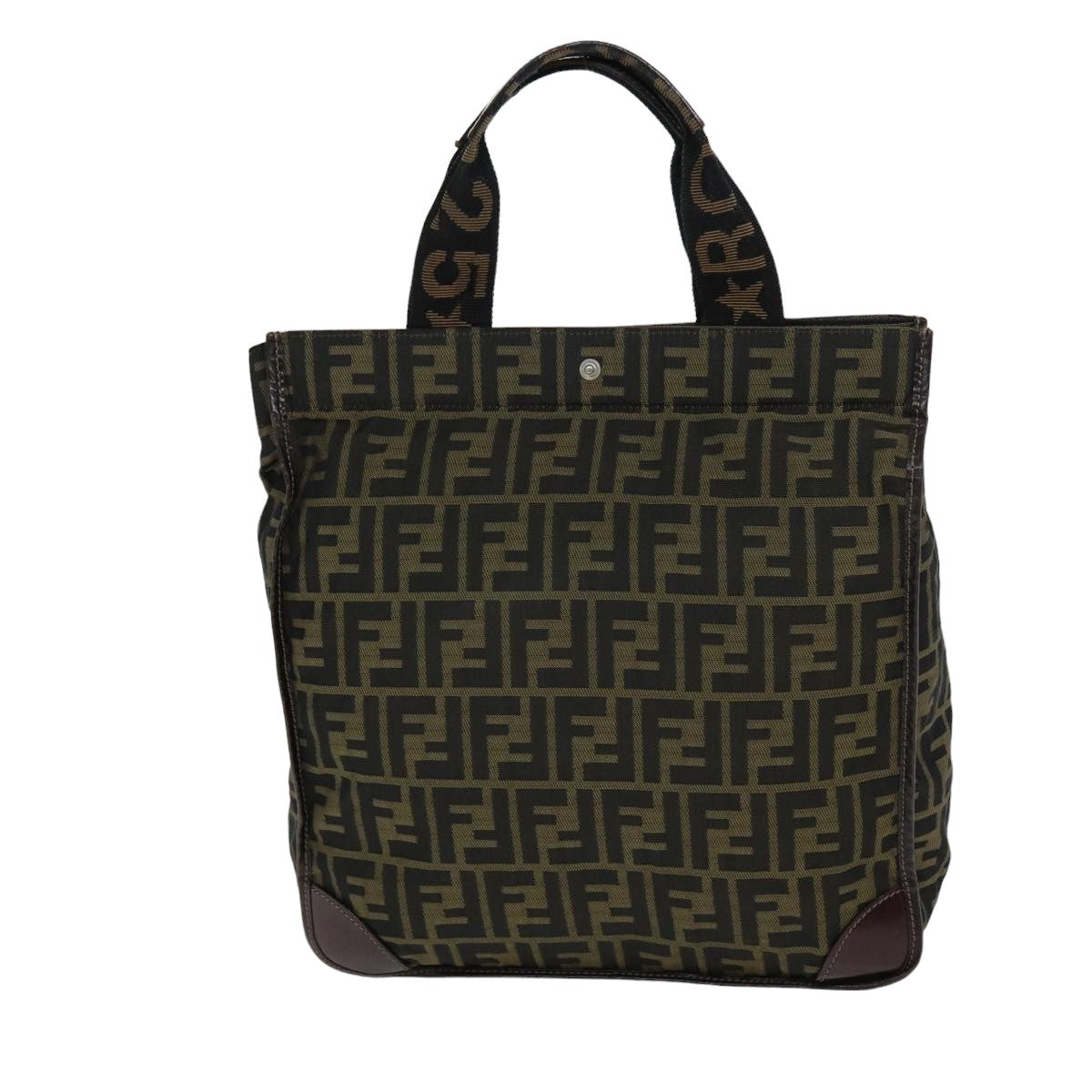 FENDI Zucca Canvas Hand Bag Black Brownep4456