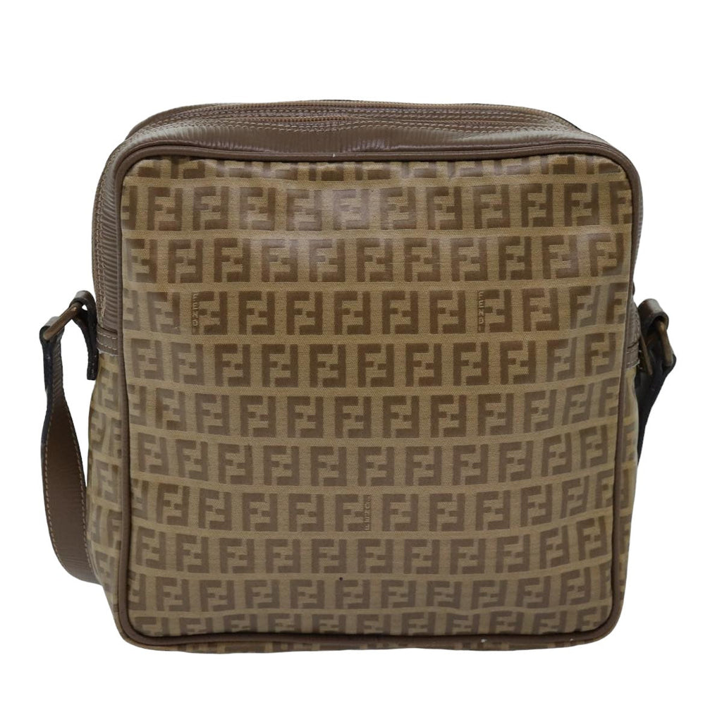 FENDI Zucchino Canvas Shoulder Bag Vintage Beigeep4463