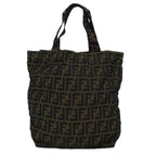 FENDI Zucca Canvas Tote Bag Black Brownep4488