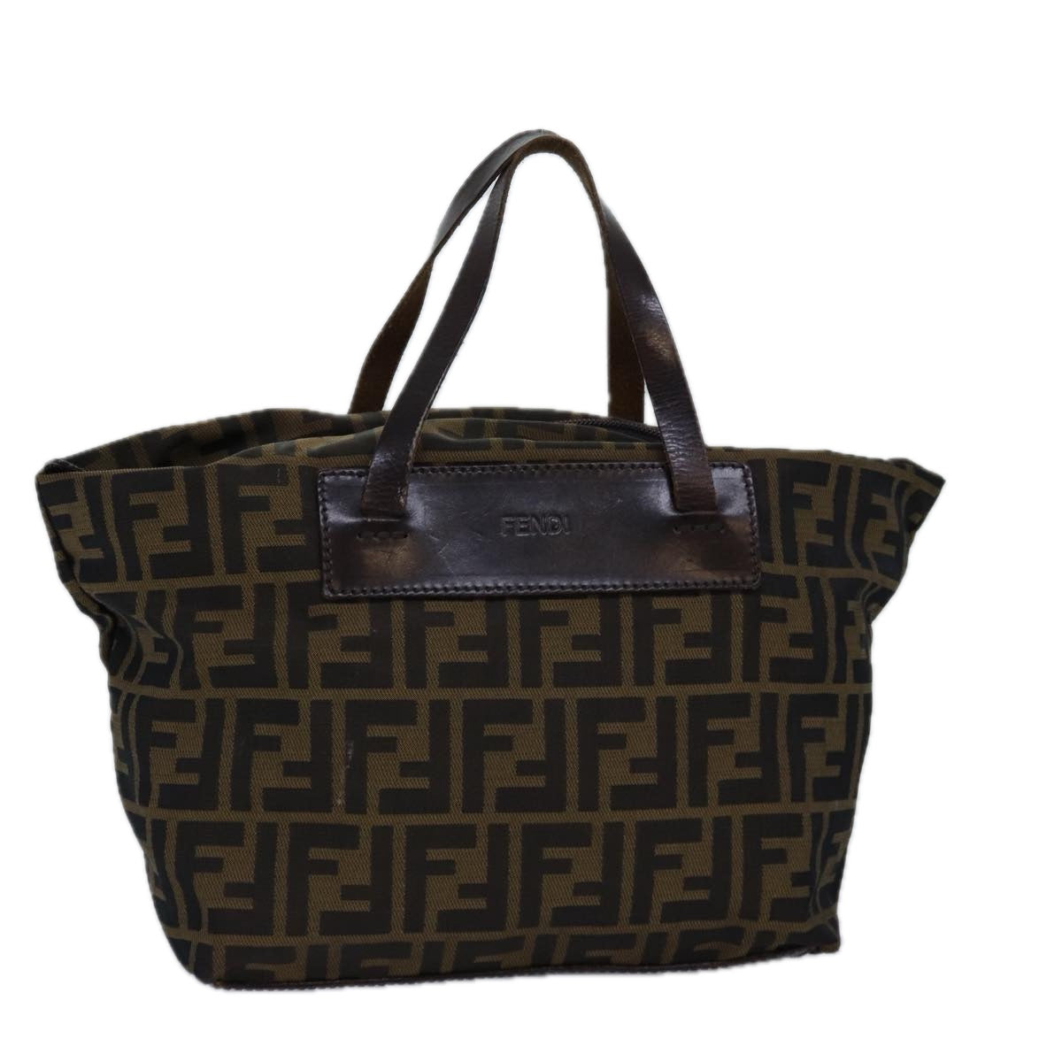 FENDI Zucca Canvas Hand Bag Black Brownep4489