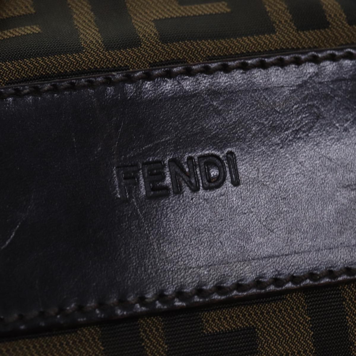 FENDI Zucca Canvas Hand Bag Black Brownep4489