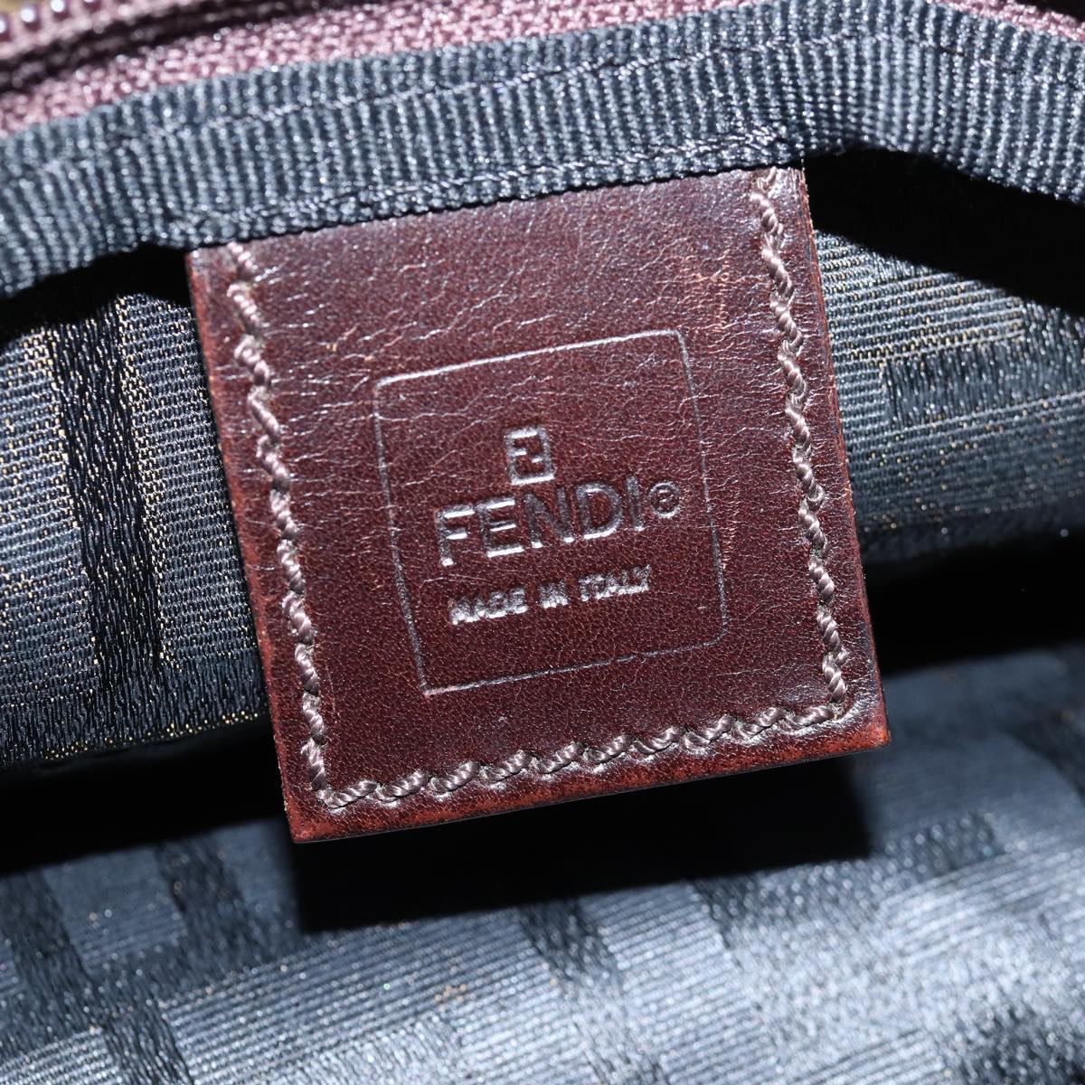 FENDI Zucca Canvas Hand Bag Black Brownep4489