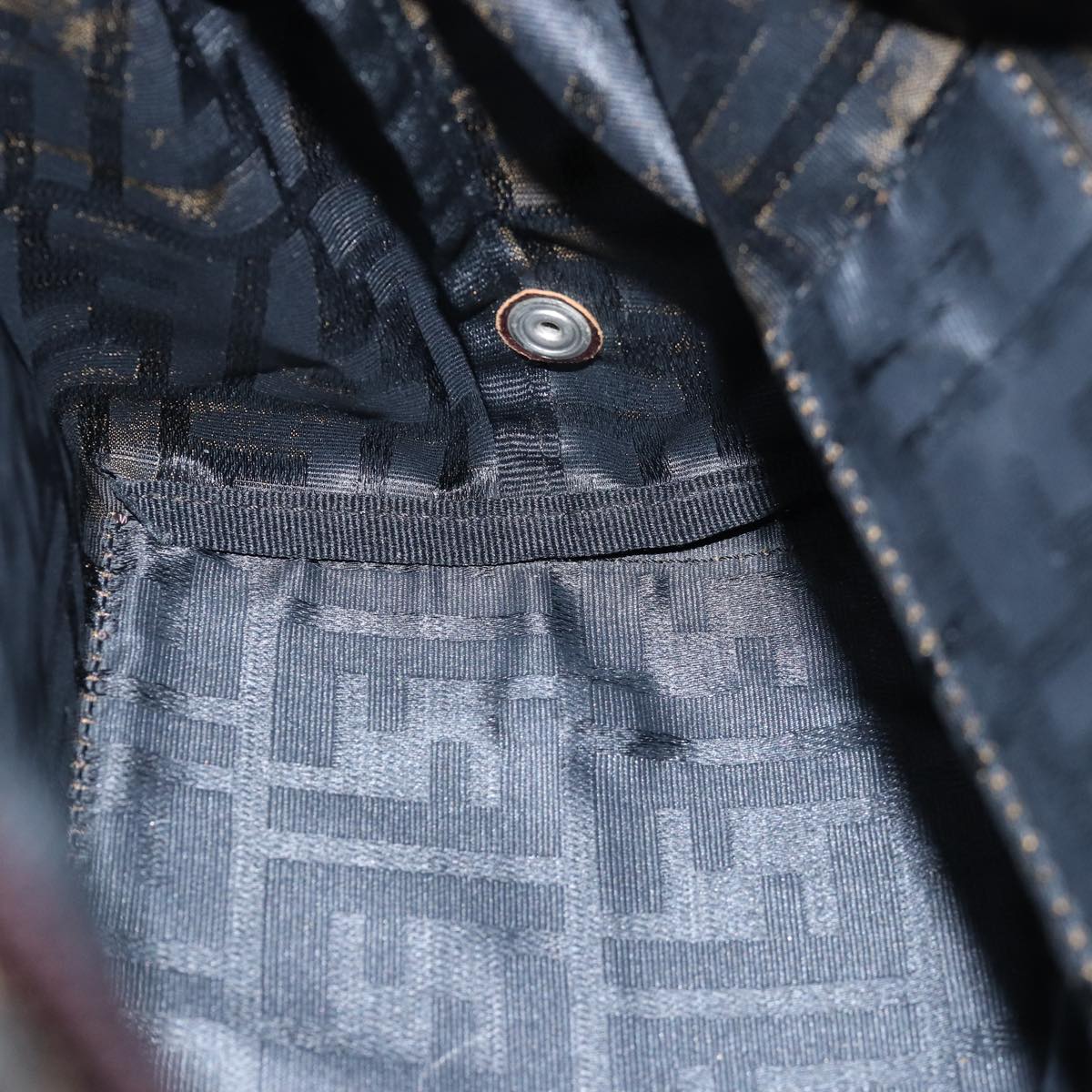 FENDI Zucca Canvas Hand Bag Black Brownep4489