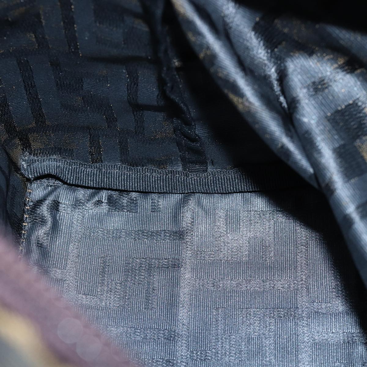 FENDI Zucca Canvas Hand Bag Black Brownep4489