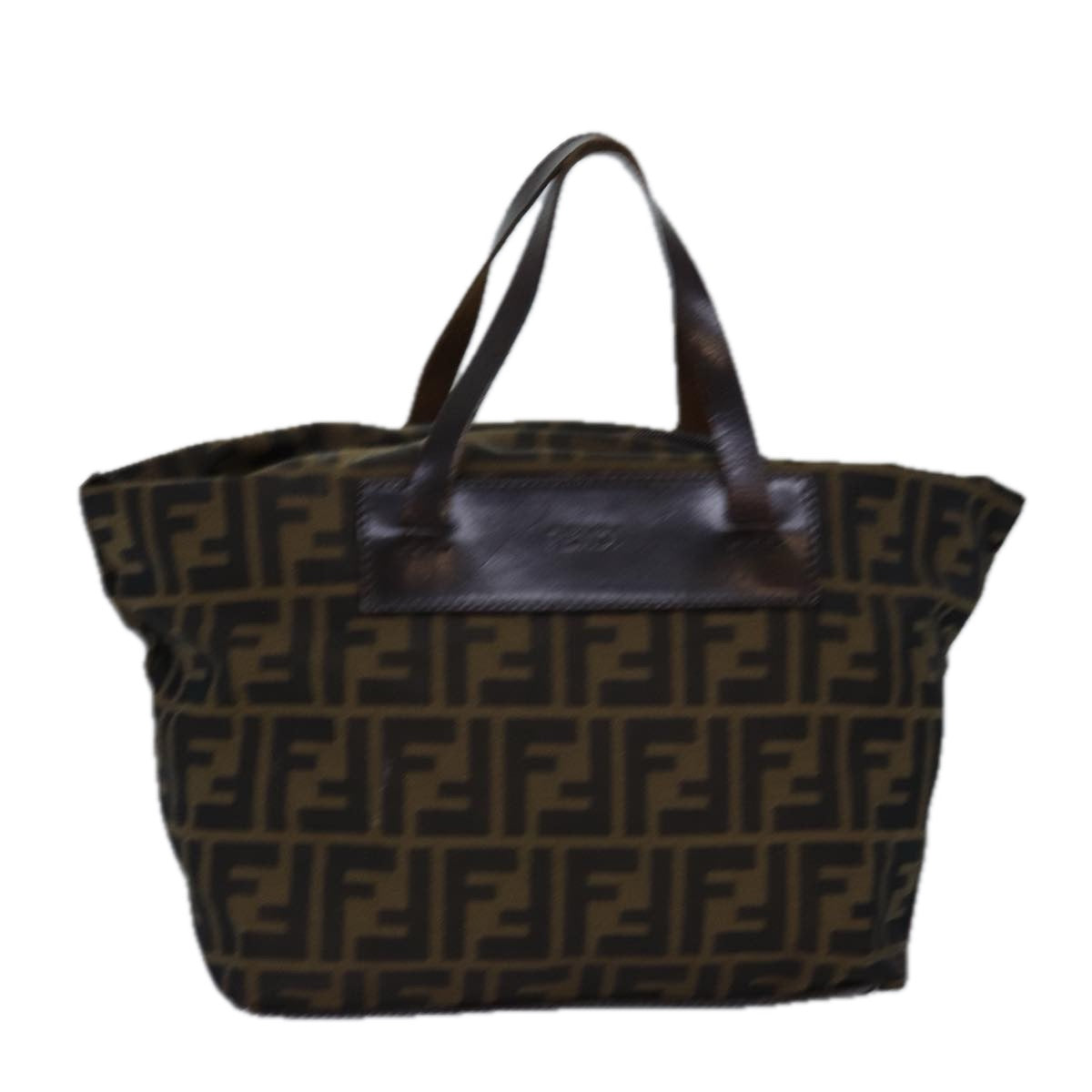 FENDI Zucca Canvas Hand Bag Black Brownep4489