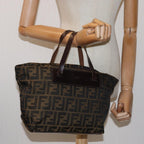 FENDI Zucca Canvas Hand Bag Black Brownep4489