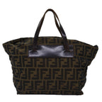 FENDI Zucca Canvas Hand Bag Black Brownep4489