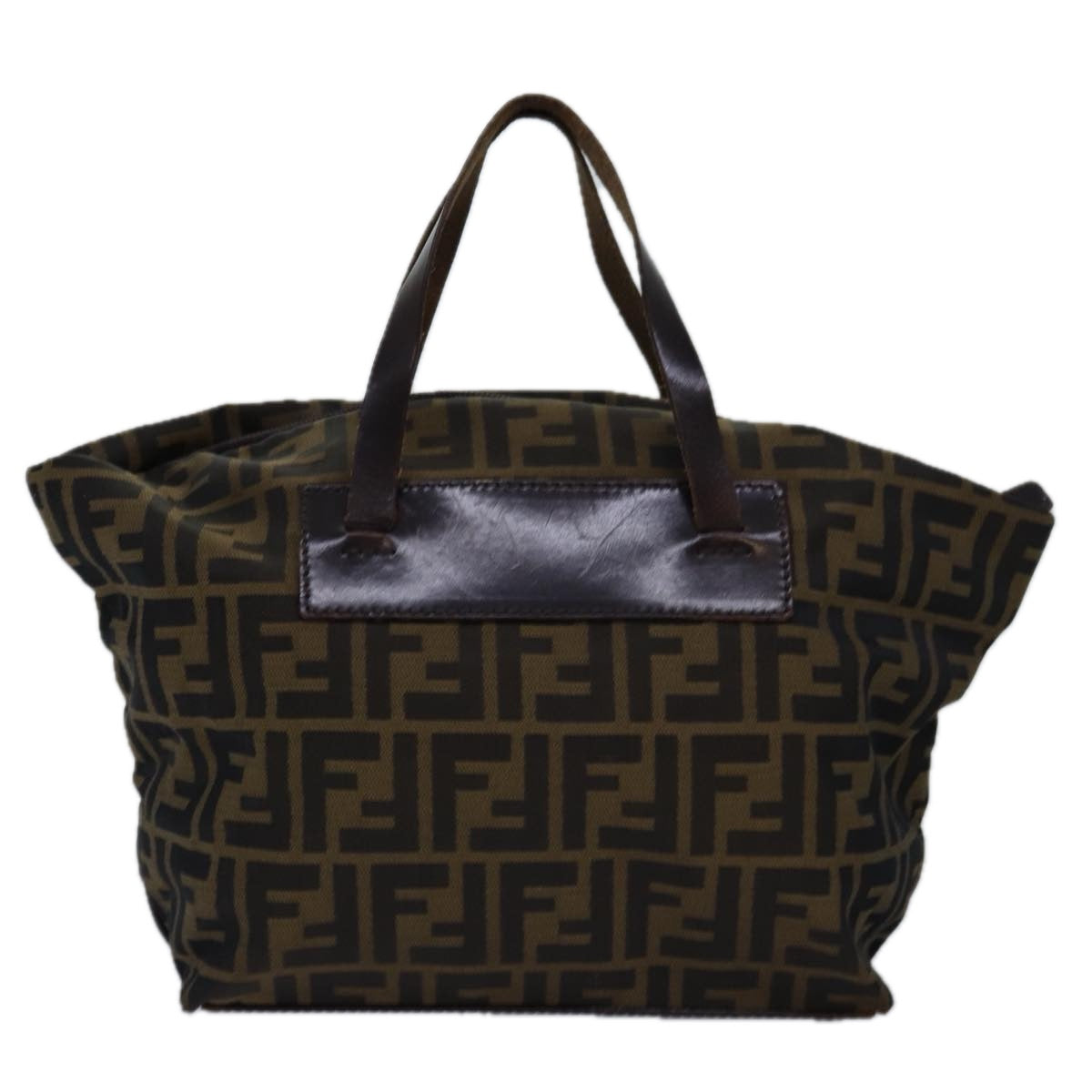 FENDI Zucca Canvas Hand Bag Black Brownep4489