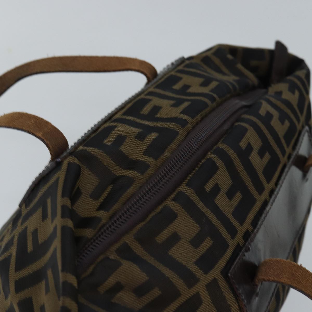 FENDI Zucca Canvas Hand Bag Black Brownep4489