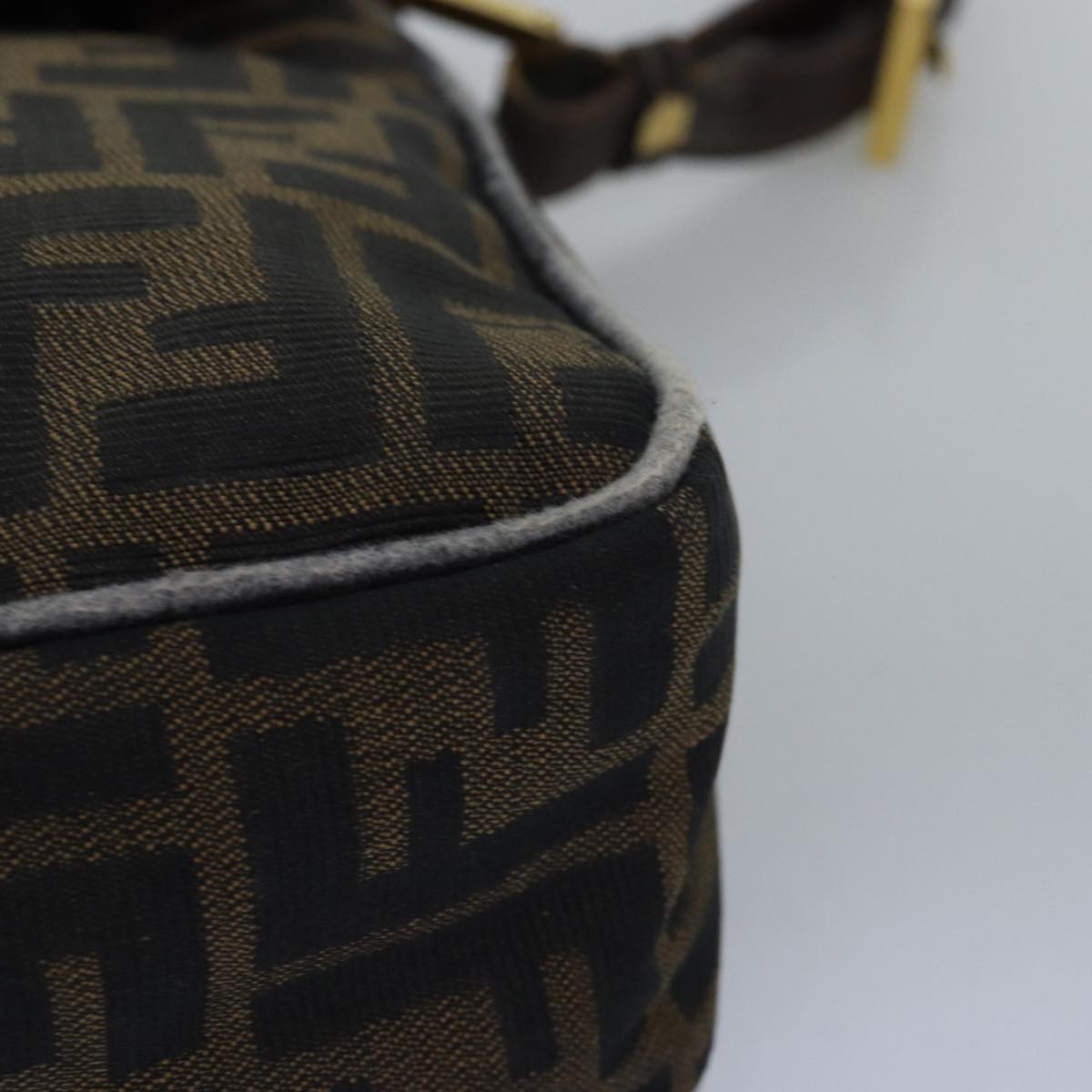 FENDI Zucca Canvas Shoulder Bag Black Brownep4502