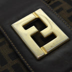 FENDI Zucca Canvas Shoulder Bag Black Brownep4502