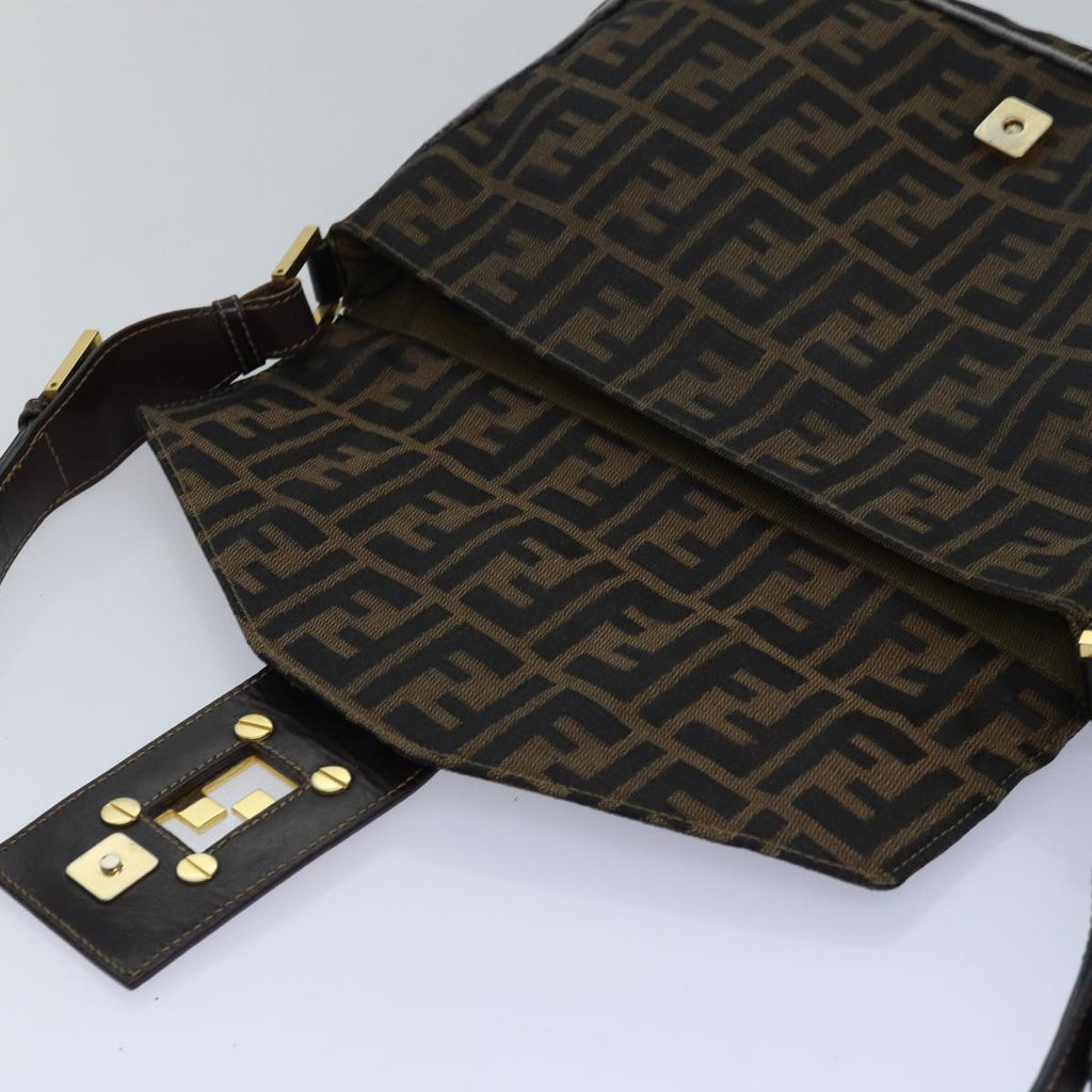 FENDI Zucca Canvas Shoulder Bag Black Brownep4502