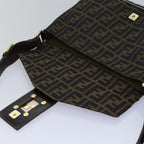 FENDI Zucca Canvas Shoulder Bag Black Brownep4502