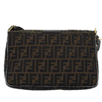 FENDI Zucca Canvas Shoulder Bag Black Brownep4502
