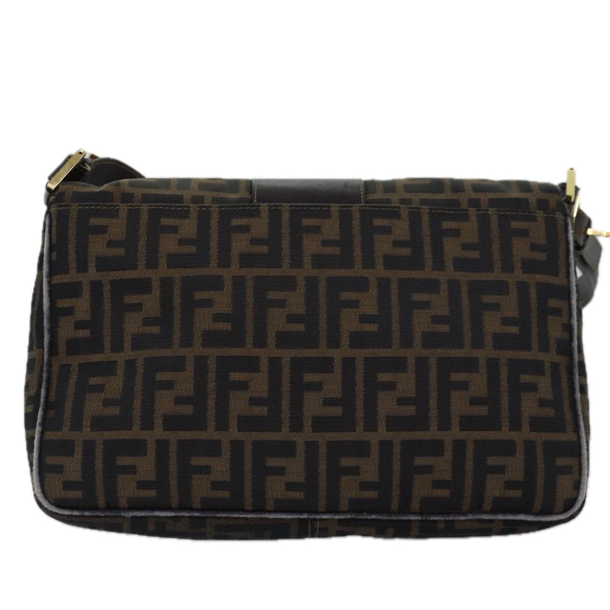 FENDI Zucca Canvas Shoulder Bag Black Brownep4502