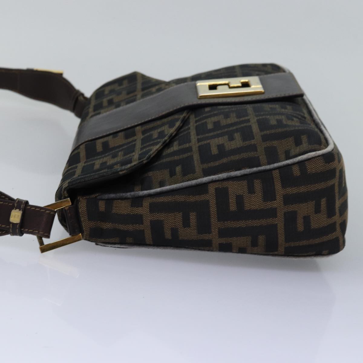 FENDI Zucca Canvas Shoulder Bag Black Brownep4502